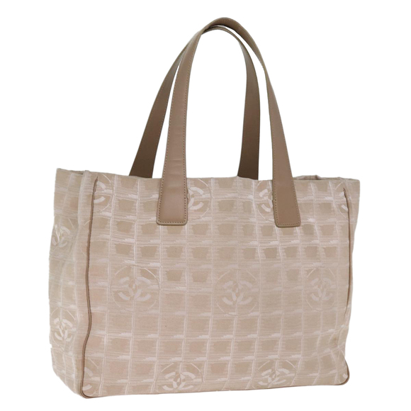 CHANEL New Travel Line Tote Bag Nylon Beige CC Auth bs14728 - Picture 1 of 16